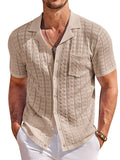 Breathable Fashion Hollow Knit Shirt (US Only) Shirts coofandy Khaki S