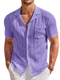 Breathable Fashion Hollow Knit Shirt (US Only) Shirts coofandy Purple S