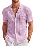 Breathable Fashion Hollow Knit Shirt (US Only) Shirts coofandy Pink S
