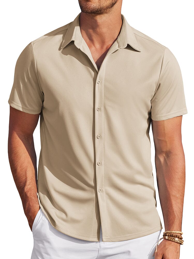 Casual Wrinkle Free Stretch Shirt (US Only) Shirts coofandy Khaki S 