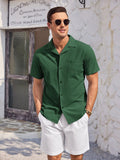 100% Cotton Short Sleeve Beach Shirt (US Only) Shirts & Polos coofandy Dark Green S