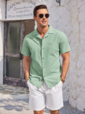 100% Cotton Short Sleeve Beach Shirt (US Only) Shirts & Polos coofandy Light Green S