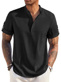 Summer Essential Linen Henley Shirt (US Only) Shirts coofandy Black S