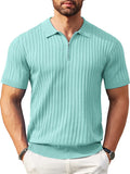Casual Stretch Ribbed Knit Polo Shirt (US Only) Shirts coofandy Green S