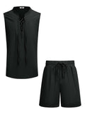 Casual Beach Tank Top Shorts Set (US Only) Beach Sets coofandy Black S