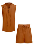 Casual Beach Tank Top Shorts Set (US Only) Beach Sets coofandy Orange S