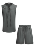 Casual Beach Tank Top Shorts Set (US Only) Beach Sets coofandy Grey S