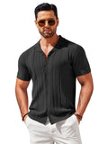 Vintage Knit Button Up Shirt (US Only) Shirts coofandy Black S