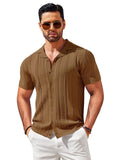 Vintage Knit Button Up Shirt (US Only) Shirts coofandy Brown S
