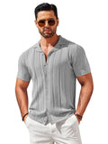 Vintage Knit Button Up Shirt (US Only) Shirts coofandy Grey S