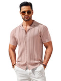 Vintage Knit Button Up Shirt (US Only) Shirts coofandy Pink S