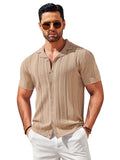Vintage Knit Button Up Shirt (US Only) Shirts coofandy Khaki S