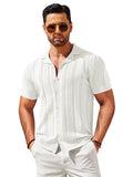Vintage Knit Button Up Shirt (US Only) Shirts coofandy White S