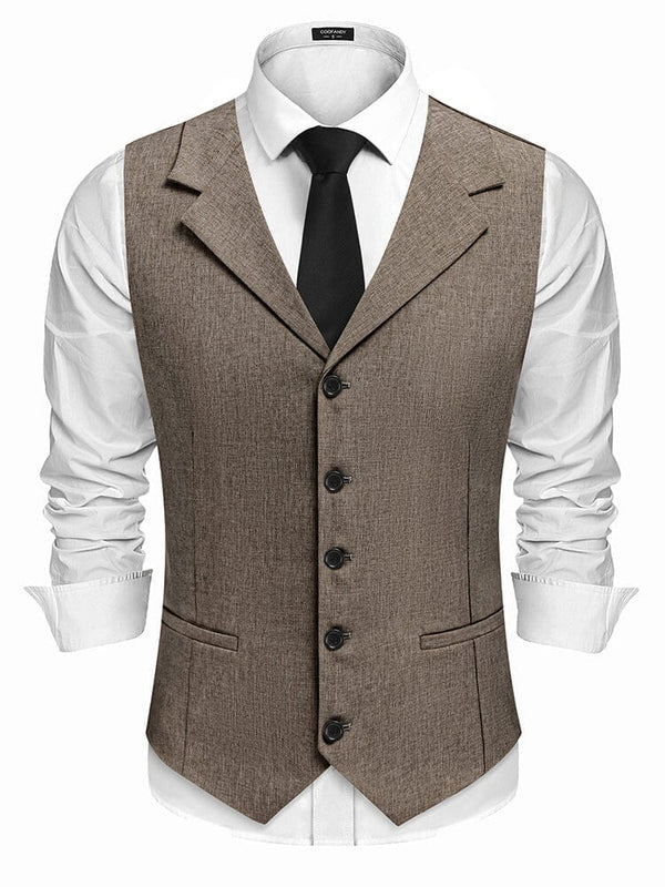 Slim Fit Notch Lapel Formal Vest (US Only) Vest coofandy Brown S