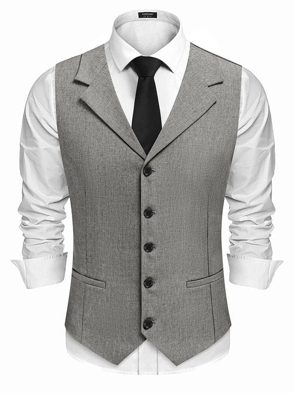 Slim Fit Notch Lapel Formal Vest (US Only) Vest coofandy Light Grey S