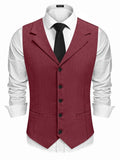 Slim Fit Notch Lapel Formal Vest (US Only) Vest coofandy Red S