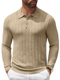 Casual Stretch Ribbed Knit Shirts (US Only) Shirts coofandy Khaki S