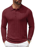 Casual Stretch Ribbed Knit Shirts (US Only) Shirts coofandy Wine Red S