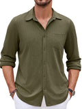 Casual Pit-stripe Stretch Shirt (US Only) Shirts coofandy Army Green S