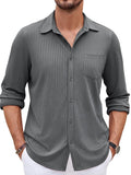Casual Pit-stripe Stretch Shirt (US Only) Shirts coofandy Dark Grey S