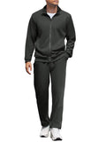 Casual Full Zip Tracksuit Set (US Only) Sports Set coofandy Dark Grey S