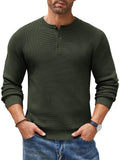 Casual Waffle Texture Henley Sweater (US Only) Sweater coofandy Army Green S