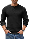 Casual Waffle Texture Henley Sweater (US Only) Sweater coofandy Black S