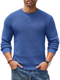 Casual Waffle Texture Henley Sweater (US Only) Sweater coofandy Blue S