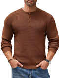 Casual Waffle Texture Henley Sweater (US Only) Sweater coofandy Brown S