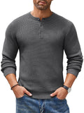Casual Waffle Texture Henley Sweater (US Only) Sweater coofandy Dark Grey S