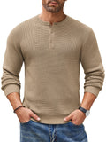 Casual Waffle Texture Henley Sweater (US Only) Sweater coofandy Khaki S