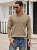 Casual Waffle Texture Henley Sweater (US Only) Sweater coofandy