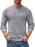 Casual Waffle Texture Henley Sweater (US Only) Sweater coofandy Light Grey S