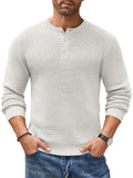 Casual Waffle Texture Henley Sweater (US Only) Sweater coofandy White S
