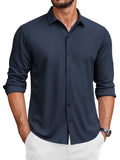 Classic Wrinkle-Free Dress Shirt (US Only) Shirts coofandy Dark Blue S