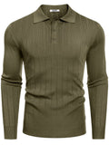 Casual Knit Polo Sweater (US Only) Sweater coofandy Army Green S