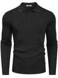 Casual Knit Polo Sweater (US Only) Sweater coofandy Black S