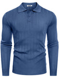 Casual Knit Polo Sweater (US Only) Sweater coofandy Blue S