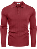 Casual Knit Polo Sweater (US Only) Sweater coofandy Dark Red S