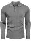 Casual Knit Polo Sweater (US Only) Sweater coofandy Light Gray S