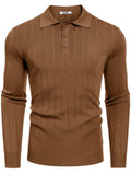 Casual Knit Polo Sweater (US Only) Sweater coofandy Brown S