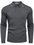 Casual Knit Polo Sweater (US Only) Sweater coofandy Dark Grey S