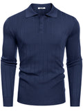 Casual Knit Polo Sweater (US Only) Sweater coofandy Navy Blue S