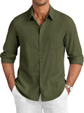 Casual Linen Textured Shirt (US Only) Shirts coofandy Army Green S
