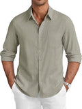Casual Linen Textured Shirt (US Only) Shirts coofandy Grey S