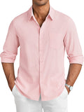 Casual Linen Textured Shirt (US Only) Shirts coofandy Pink S