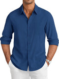 Casual Linen Textured Shirt (US Only) Shirts coofandy Blue S