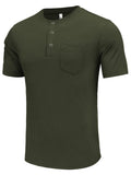 Simple Stretch Ribbed Henley Shirt (US Only) Shirts coofandy Army Green S