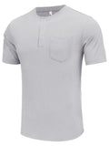 Simple Stretch Ribbed Henley Shirt (US Only) Shirts coofandy Light Grey S