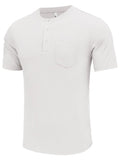 Simple Stretch Ribbed Henley Shirt (US Only) Shirts coofandy White S